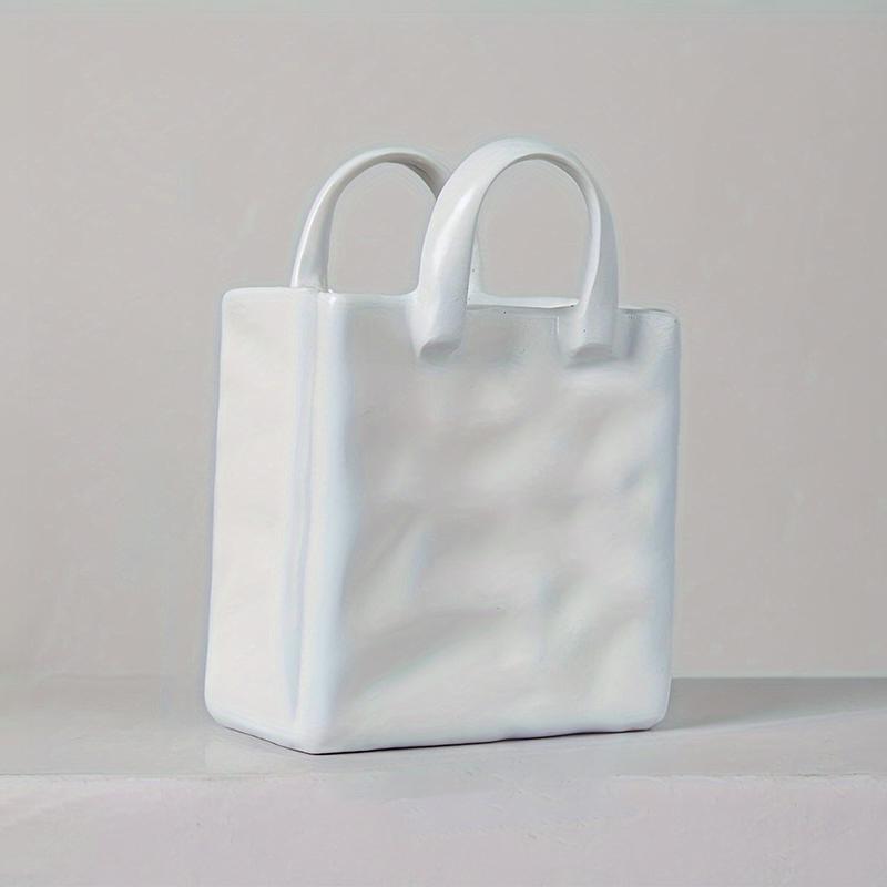 Handbag Shape Vase Modern Decorative White Vase Home Decoration Dried Flower Arrangement Table Decoration