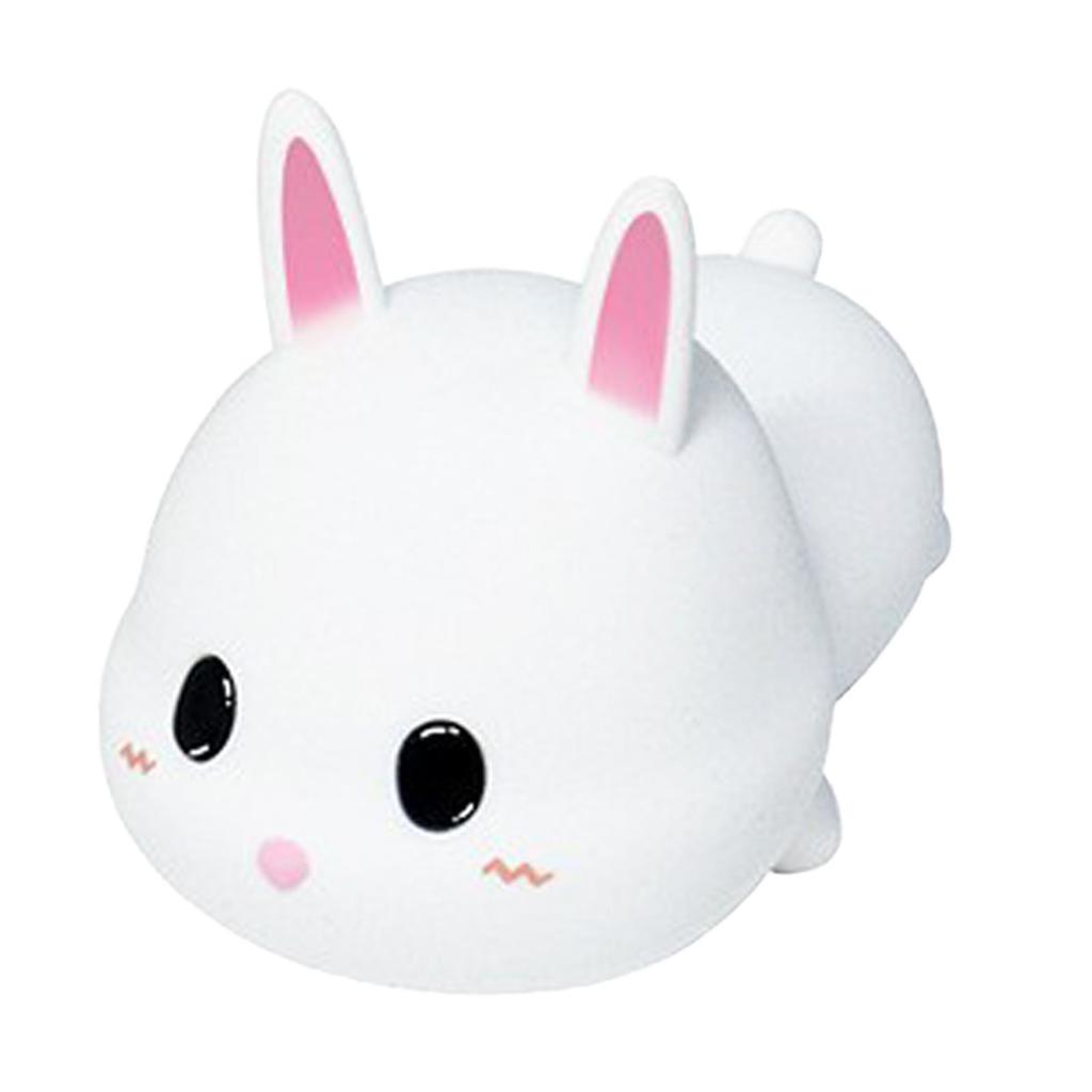 Silicone Night Light for Kids Cute Bunny 16 Colors Remote Control Rechargeable Bedside Lamp for Breastfeeding Sleeping