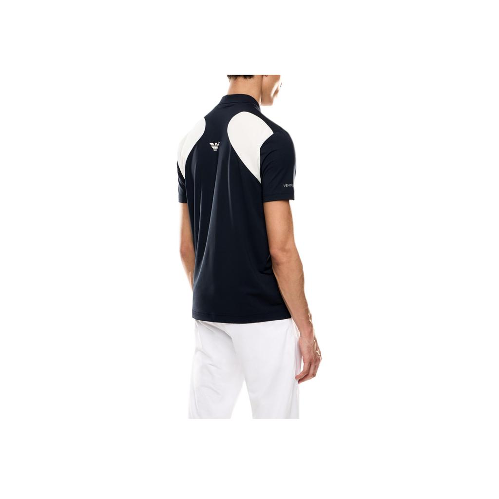 Emporio Armani EA7 Color Block Logo Button Short Sleeve Polo Shirt Men Tops Dark-Blue 7M000168-AF13755-UB102