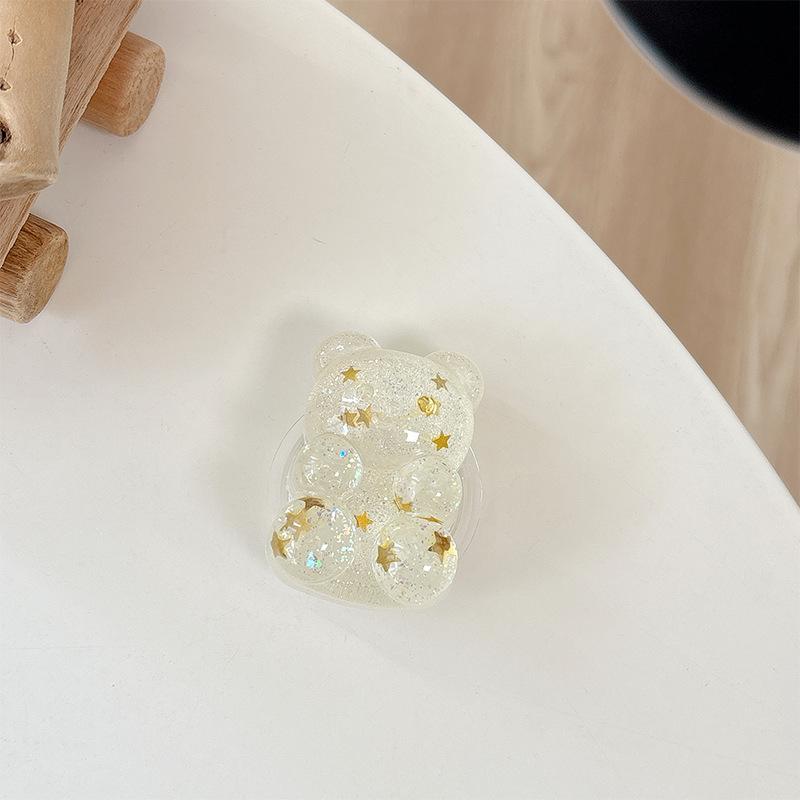 

Gold Glitter Sequined Bear Magnetic Telescopic Desktop Watching Drama Support Frame Internet Celebrity Gift Girl Ring