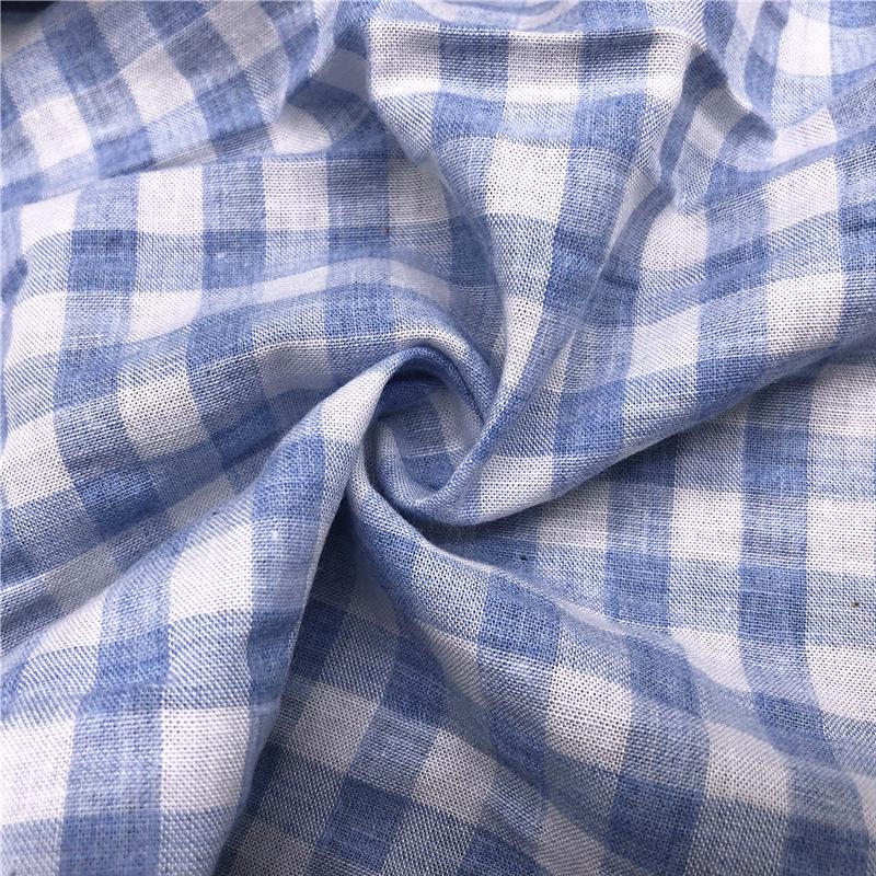 Tessuto Seersucker a Quadri Tinto in Filo di Cotone, Arricciato, 100% Cotone