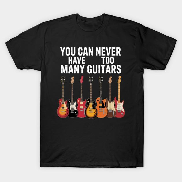 

Men Black Print T-shirt You Can Never Have Too Many Guitars Music Guitar No-Cut Transfer Paper Print Cotton Tshirt M чорний