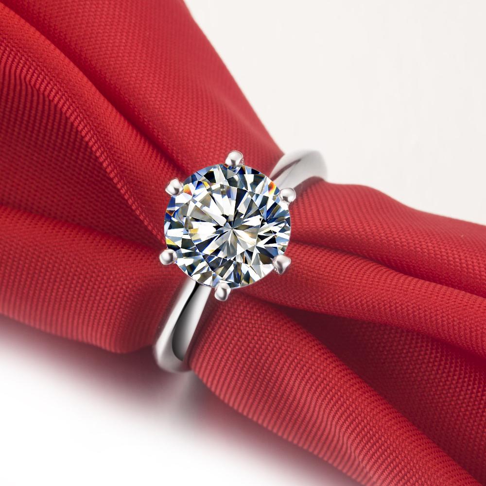 Solid 18K White Gold AU750 2CT Brilliant Round Moissanite Engagement Ring Women Best Anniversary Statement Jewelry Gift