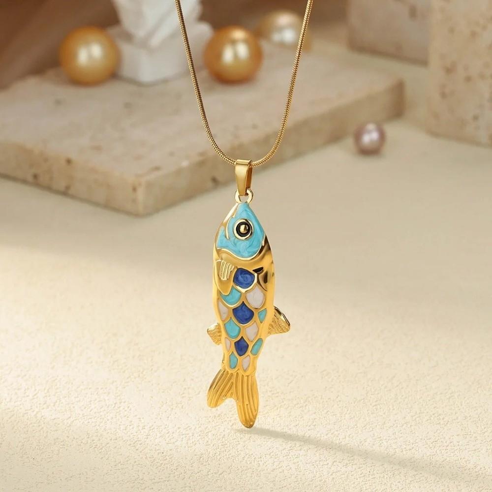 3D Charms Fish Pendant Necklace Snake Chain Marine Life Necklace  Special Occasion