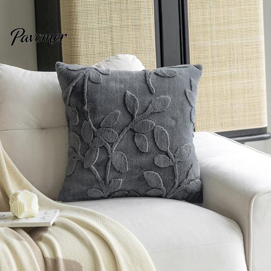 Anti-static Pillowcase Plush Jacquard Pillow Cover, 3D Embossed Solid Color Cushion Case, 17.7 x17.7 Inch Anti-Static Soft Throw Modern Cozy