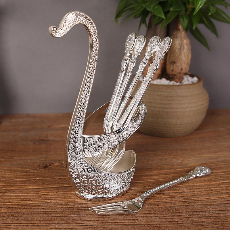 

Large Cygnus fruit fork set, small spoon set, dining table, stainless steel knife and fork storage rack, western tableware