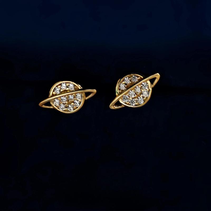 

925 Sterling Silver Plated gold Zircon Planet Earrings for Women Korea Exquisite High Quality Gift Jewelry золотий