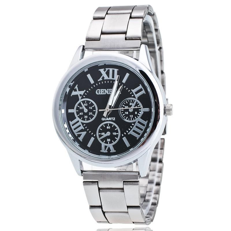 Geneva Steel Belt Men's Watch, Men's Watch, Fashion Three-Eyed Quartz Women's Watch