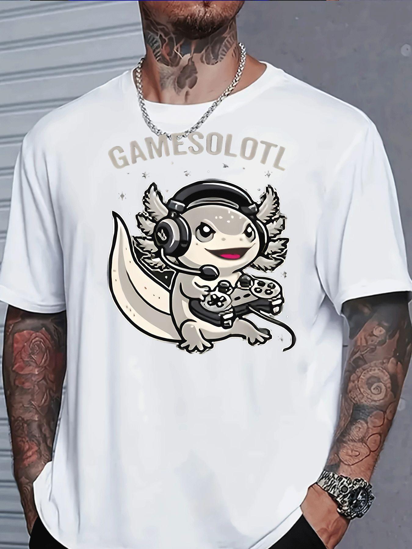 Mexican Salamander Gaming Axolotl TShirt 100 Cotton ONeck Short Sleeve Summer Casual Mens Tshirt Streetwear S