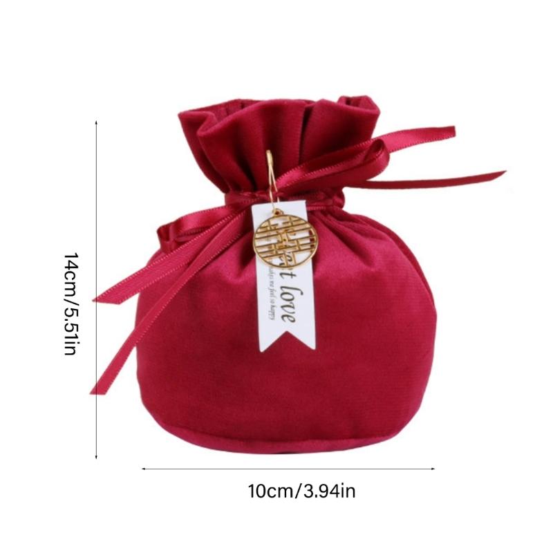 10Pcs Velvety Cloth Drawstring Bag Wedding Gift Wrapping Pouches Birthday Party Treat Bag For Candy Chocolate Jewelry