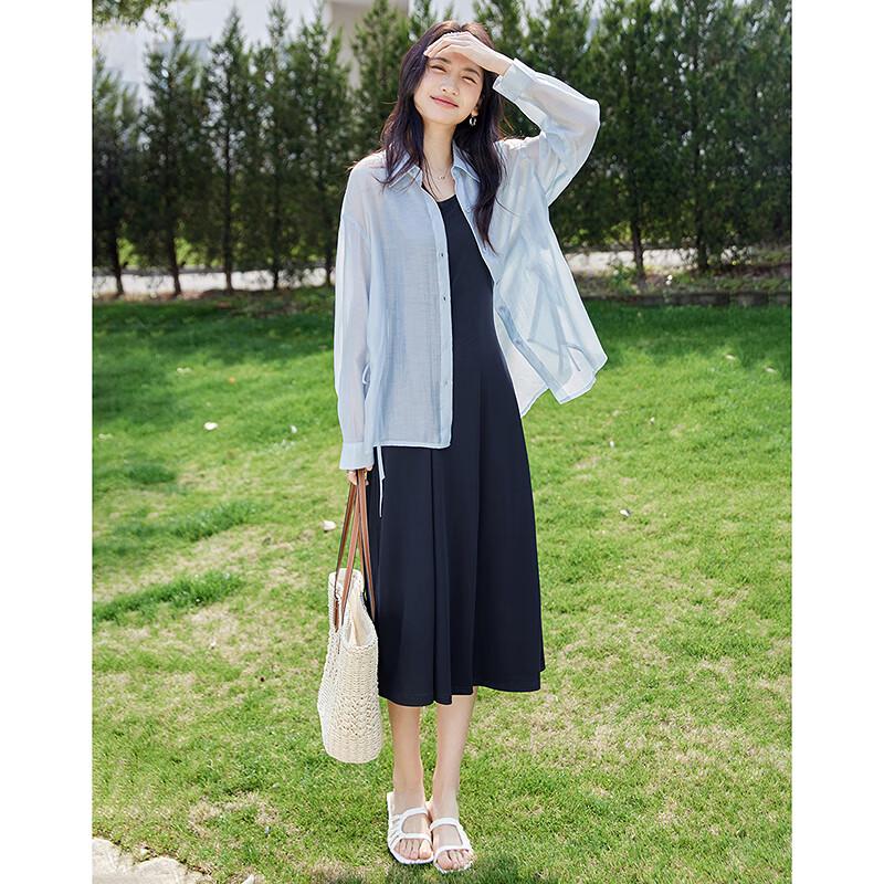 Women's Summer Long-Sleeve Shirt & Slip Dress Set