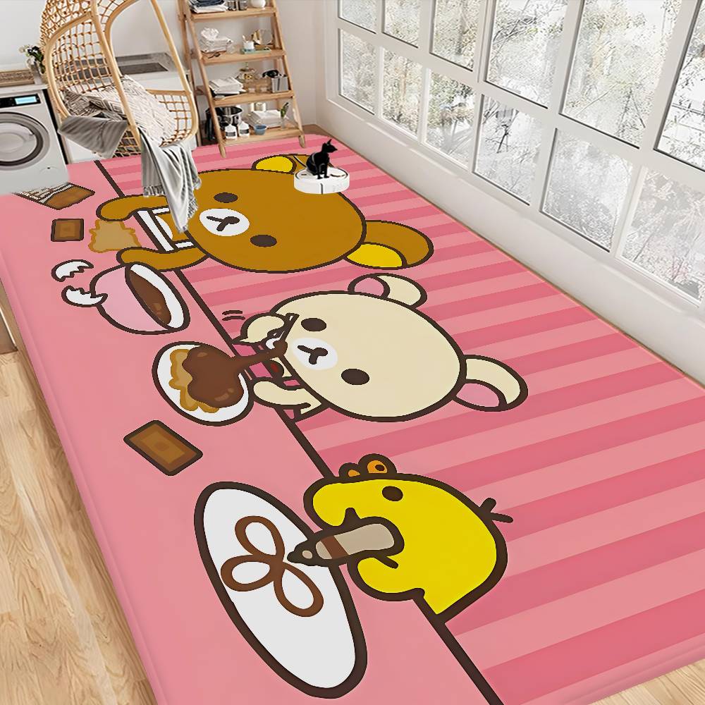 Kawaii Rilakkuma Bear Room Mats Washable Non-Slip Living Room Sofa Chairs Area Mat Kitchen Alfombra