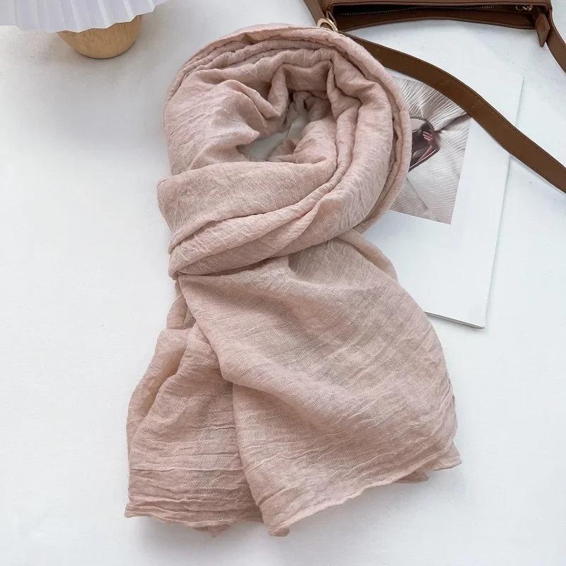 Vreovor Plain Tie Dye Scarf For Women Thin Style Spring And Autumn New Solid Color Retro Cotton Soft Versatile Shawl