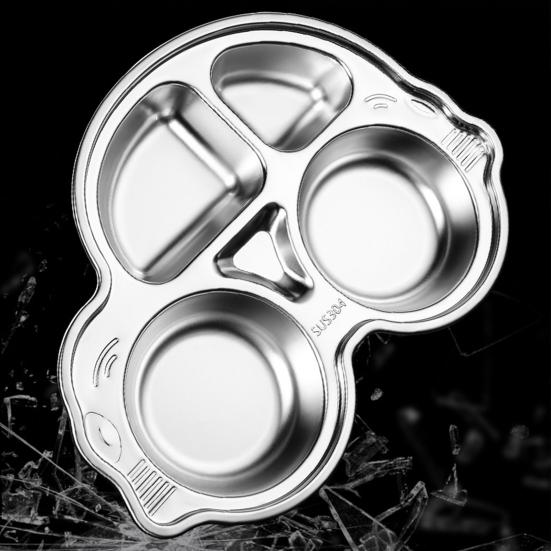 Dinner Plate Eco-friendly Rust-proof Stainless Steel Separate Baby Food Plate for Home