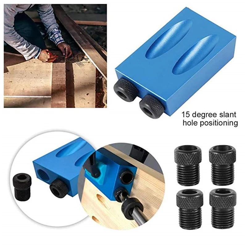 7/14 pcs 15 Degree Angle Drill Guide Set Woodworking Inclined Hole Locator Hole Punch Punch Locator DIY Woodworking Tool