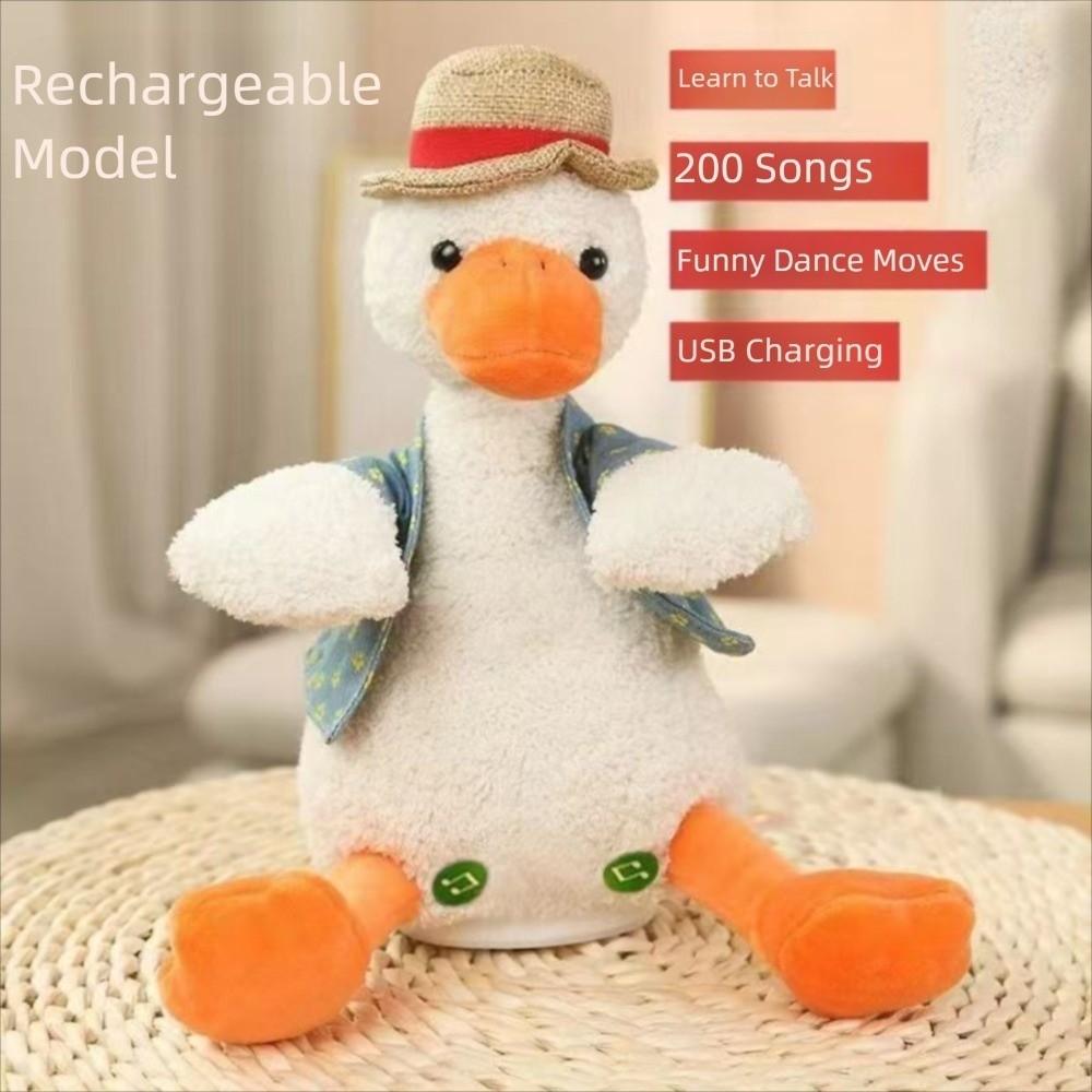 Plush Material Electric Plush Duck Electric Function Recording Singing Duck  Educational Toy
