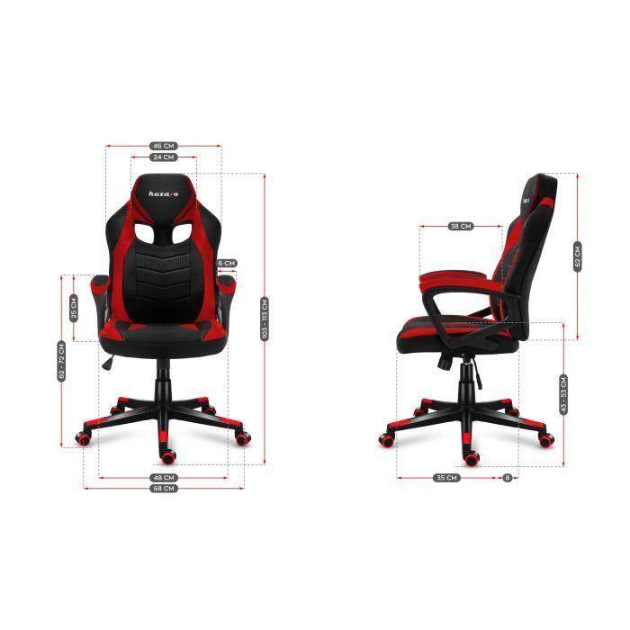 Chaise Gaming - HUZARO - FORCE 2.5 - Rouge - Ergonomique - Réglable En Hauteur