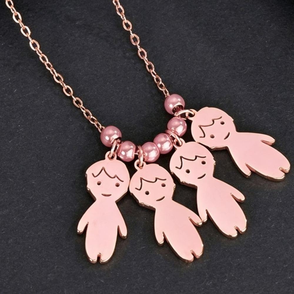 Stainless Steel Boy Girl Necklace Pendant Lover Necklace Choker Family Necklace Lovers