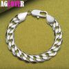 925 Sterling Silver 12mm Side Chain Geometry Many Ring Bracelet  Jewelry