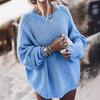 European and American autumn new fashion sweater women's crew neck long-sleeved knitted sweater loose large size jacket factory