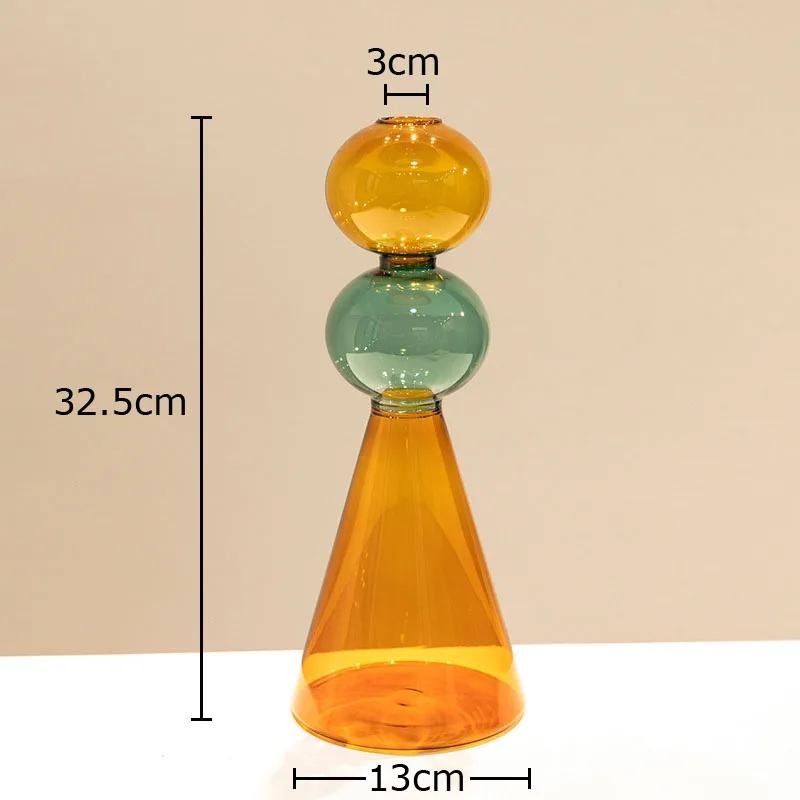 Multicolour Transparent Glass Vase Hydroponics Flower Pot Desk Decoration Flower Arrangement Floral Vases Room Aesthetic Decor