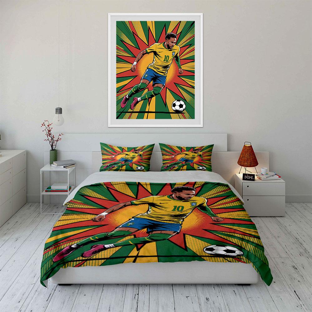 Soccer player, ball, starburst. Bedding sets Duvet cover sets Duvet covers Pillowcases(1*Duvet Cover 2*Pillowcases without duvet insert)