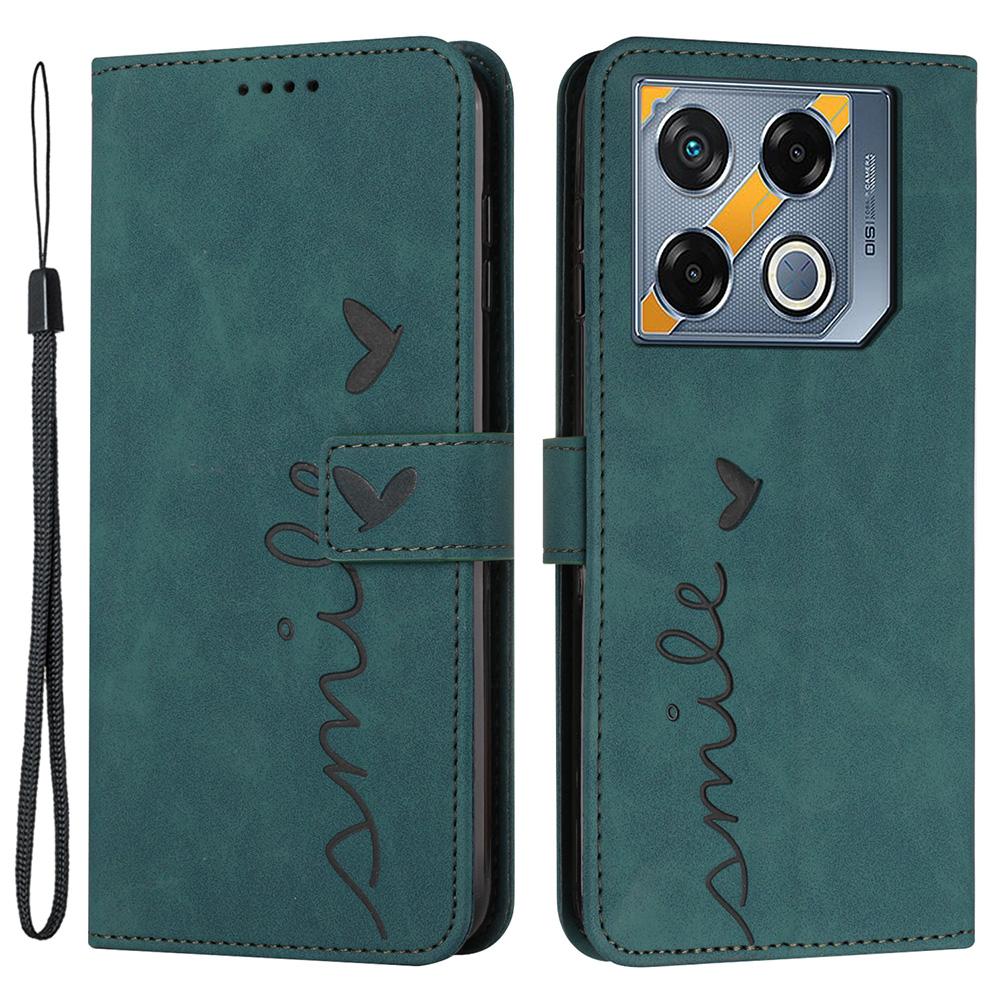 

For Infinix GT 20 Pro 5G Wallet Case PU Leather Phone Cover Love Heart Imprinted Green
