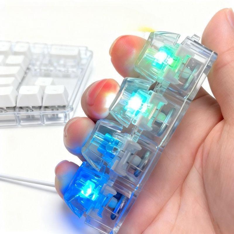 4/9 Keys LED Light Up Keychain Keyboard Clickable Button Fidget Stress Anxiety Relief tool Portable Office Decor Birthday Gift