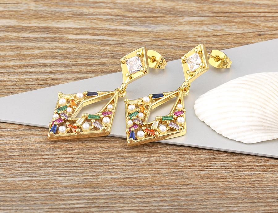 Nidin Japan and Korea New Fashion Long Drop Earrings Inlaid Zircon Pearl Shiny Temperament Ear Jewelry Anniversary Party Gifts
