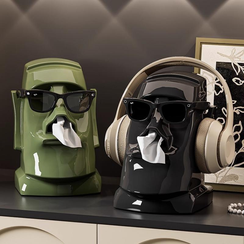 Stone Statue Tissue Box Living Room Light Luxury High-end Creative Home Coffee Table Desktop Napkins Storage Paper Box