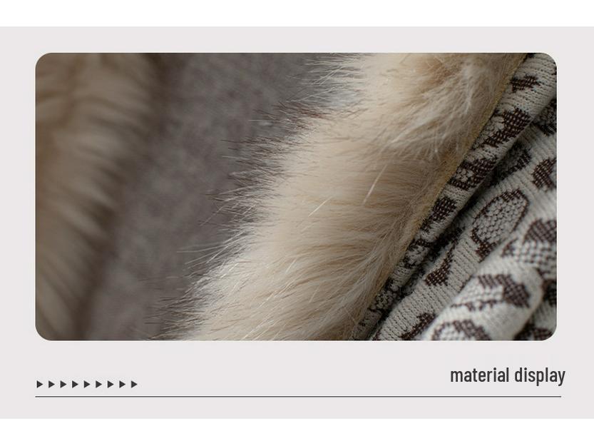 Leopard Print Fur Collar Knitted Cardigan: Autumn/Winter Batwing Sleeve Cape
