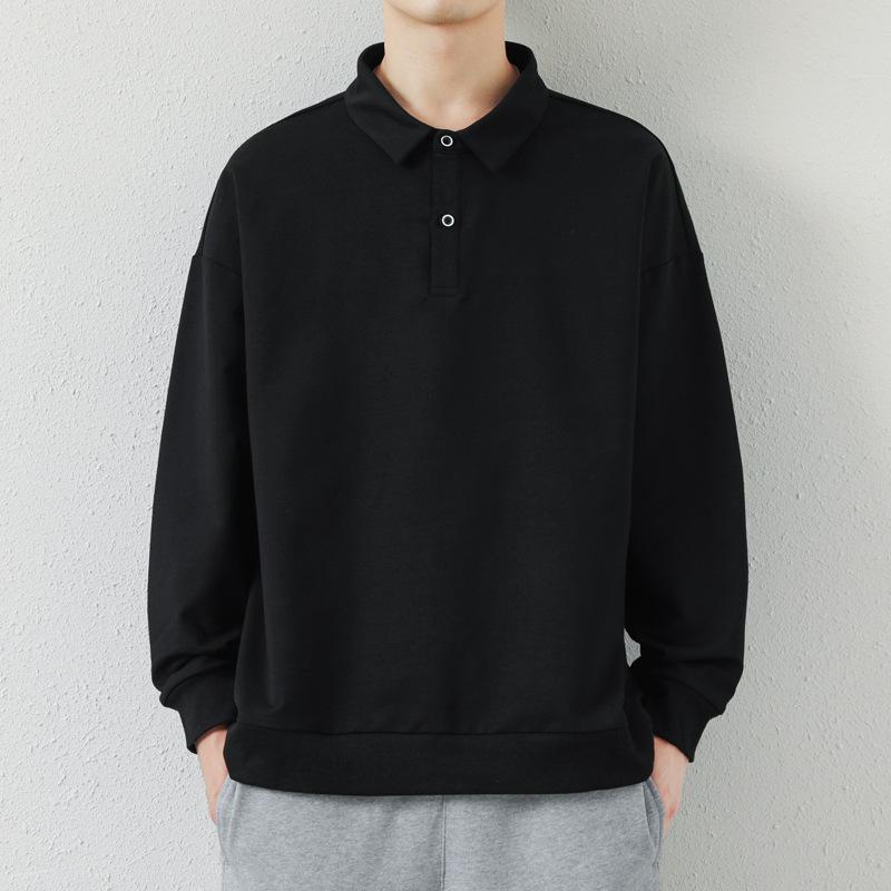 Polo Hoodie Men Spring and Autumn New Lapel Long-sleeved T-shirt Men's Loose Fashion Brand Clothes Fall
