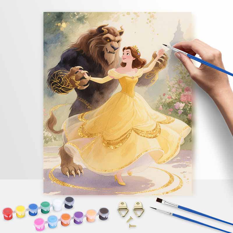 disney beauty and the beast digital oil painting hand painting kit diy home decoration.96