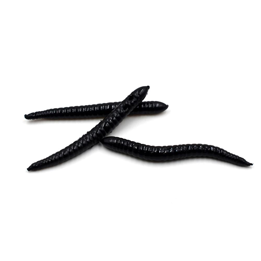 MNFT 24PCS Simulation Earthworm Black Bronw Fishing Worms Artificial Fishing Worms Lures Soft Bait 8cm Fishing Tackle
