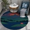 Bohemian Round Area Rug for Living Room Decor Modern Nature Landscape Boho Mountain Sunset Geometric Floor Mat Cushion Rug