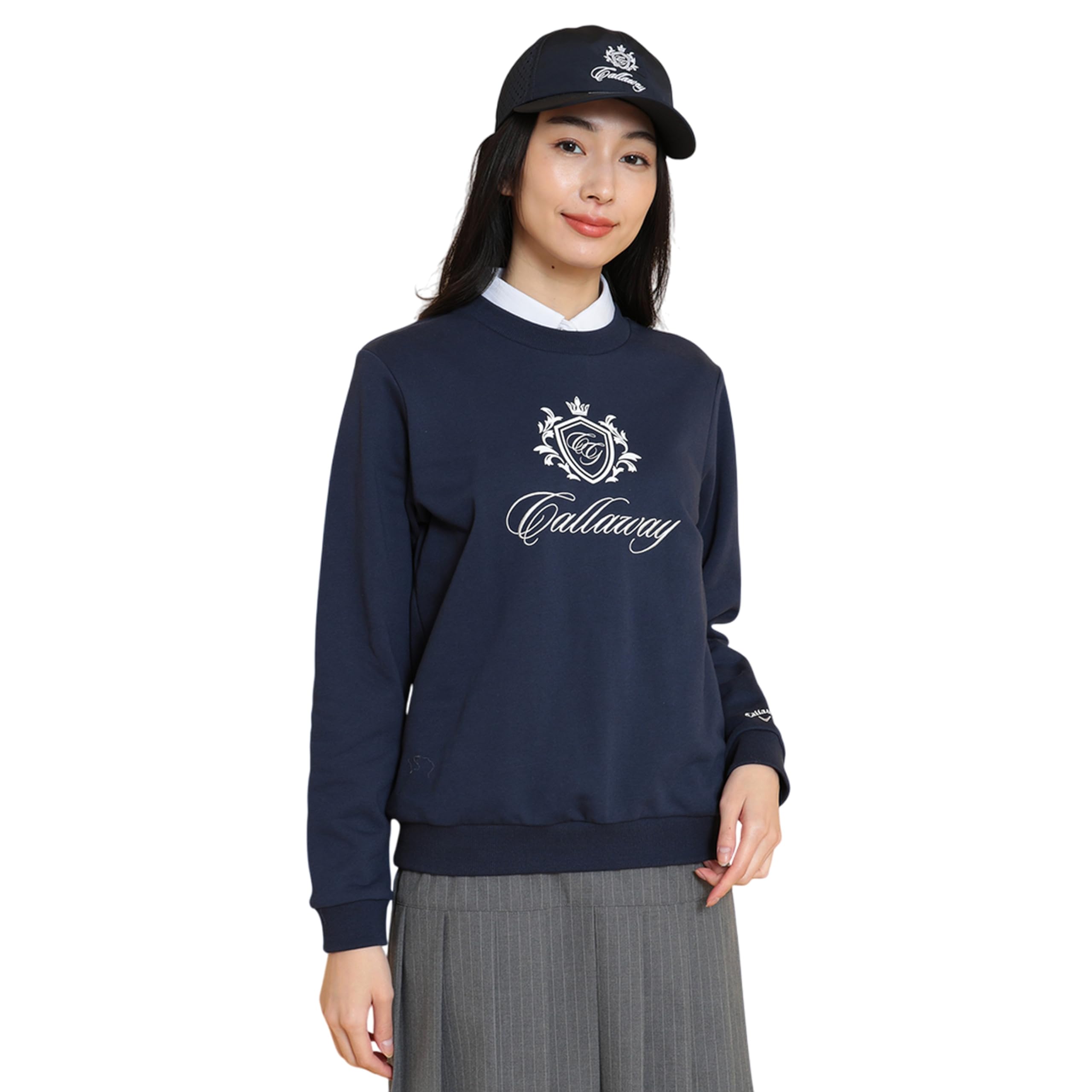 Callaway Crew Neck Sweatshirt Compatible with Golf C25117201 L Women s (Fleece Lining, Sets) / / 1120_Navy