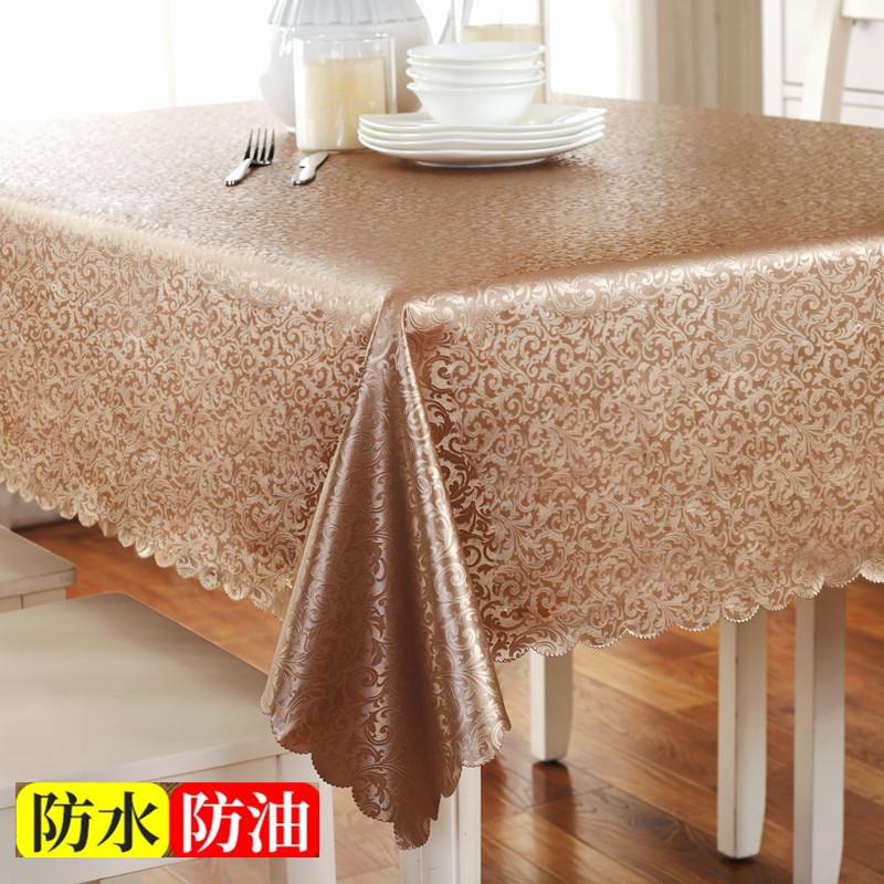 Runde Tischdecke aus Kunststoffspitze, dicke, mehrfarbig bedruckte Tischdecke, wasserdicht, ölbeständig, waschbar