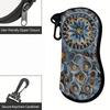 2D-Artistic Geometric Floral Print Sunglasses Case, Decorative Mandala Pattern Eyewear Protection Box, Stylish Zipper Glasses Holder for Travel Daily