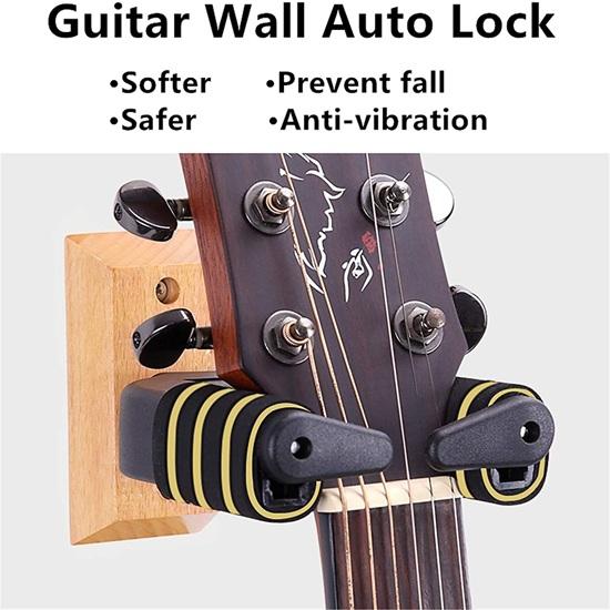 Guitar Wall Mount Secure Solution for Your Wall Hanger Auto Lock Adjustable Hook Holder for Acoustic and Ukulele
