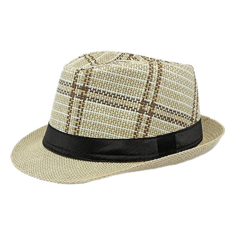 2025 New Korean Trendy Sun Hats British Top Hat Women's Men's Grometric Straw Hat Belt Jazz Hats Couple Beach Hat Fedoras Cap