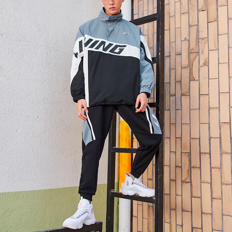 Li Ning Sports Fashion Series Logo Print Color Block Half Zip Jacket Men Jacket Multicolor AJDR391-2