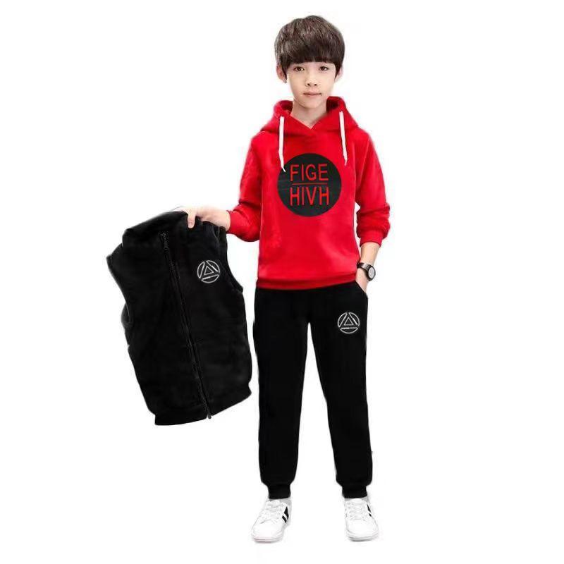 Sportanzug für Jungen 3 Teile/satz Kinderanzug Kapuzenweste + T-Shirts + Hosen Jungen Kinder Sportbekleidung Trainingsanzug Kleidung