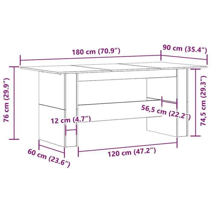 VidaXL Table à manger vieux bois 180x90x76 cm bois d'ingénierie, table, table de dîner, meuble à manger, table de cuisine, 855844