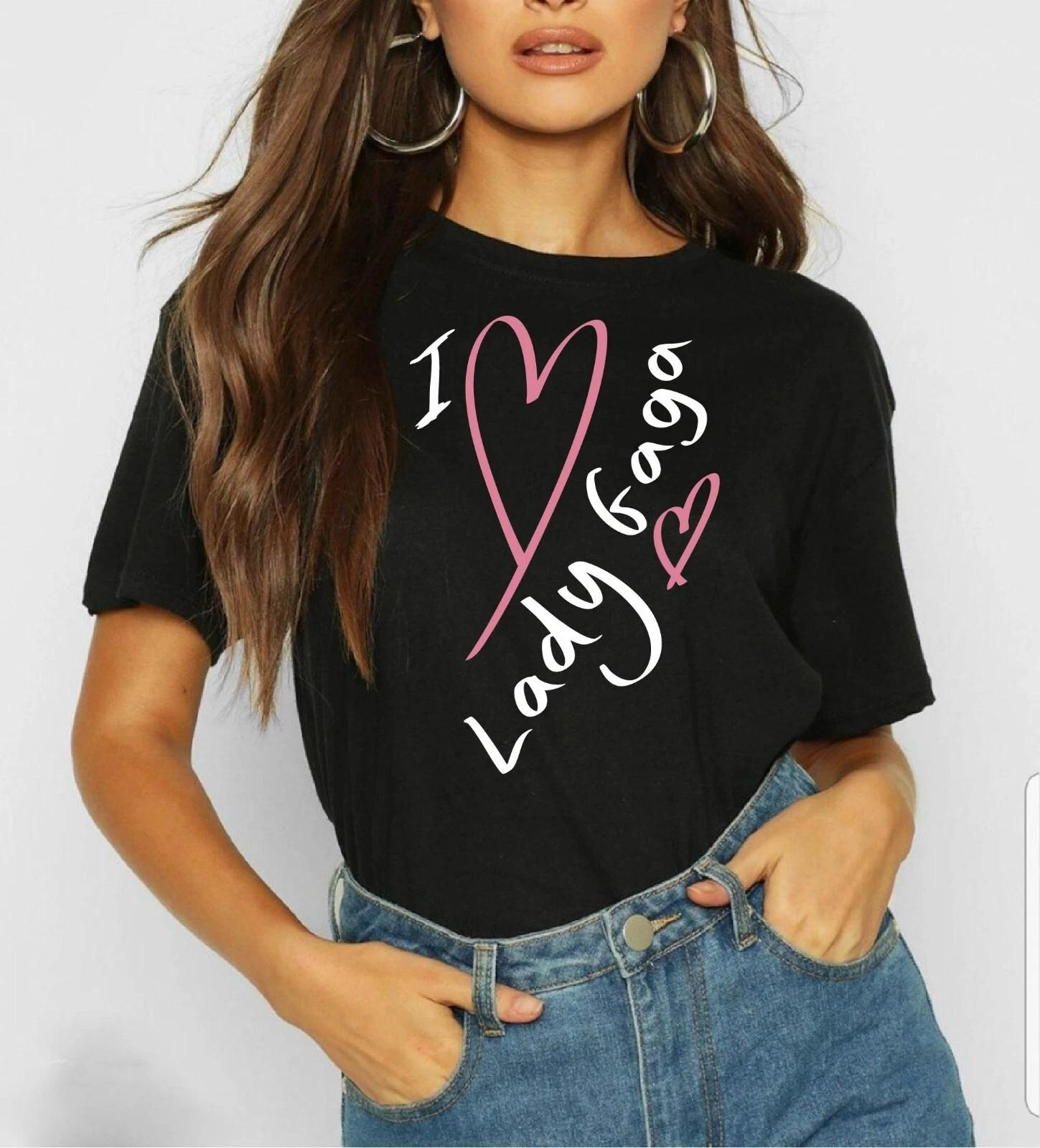Lady Gaga T-Shirt I Love Lady Gaga Tee Inspired Tour 2025 Shallow Just Dance M