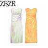 Za Autumn New Women Clothes 2025 Western Style Fashion Slim Fit Print Silk Mesh Tube Top Dress 3335323