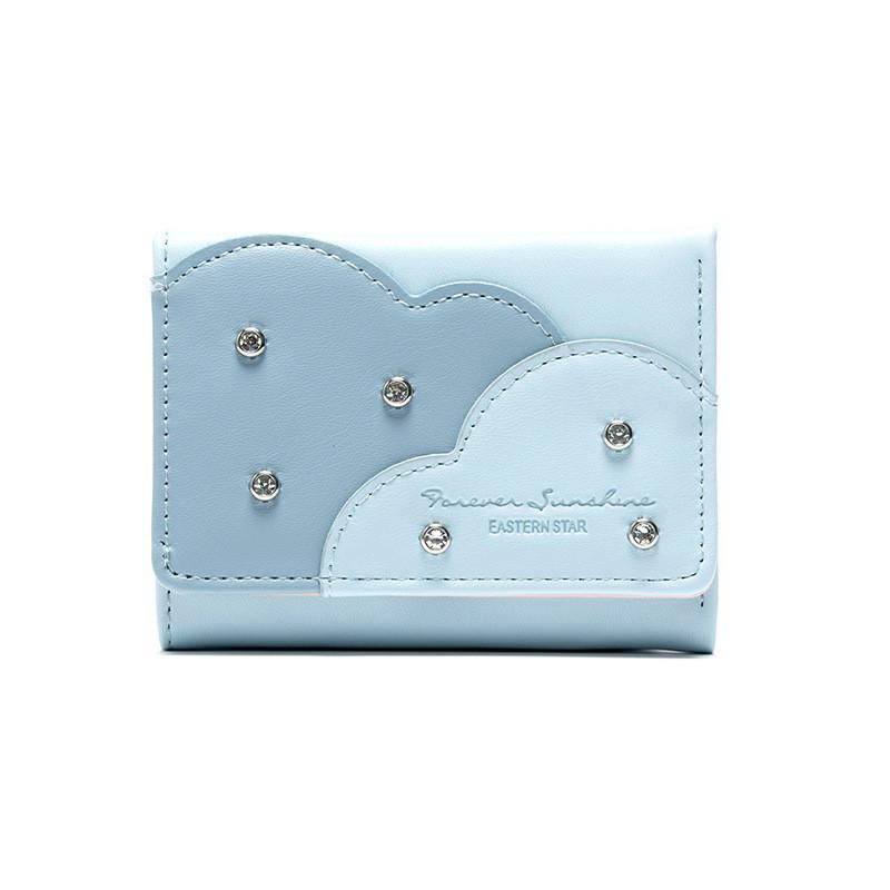 New Pu Material Large Capacity Multi-card Slots Simple Rivet Student Korean Style Ladies Tri-fold Coin Purse Cross-border