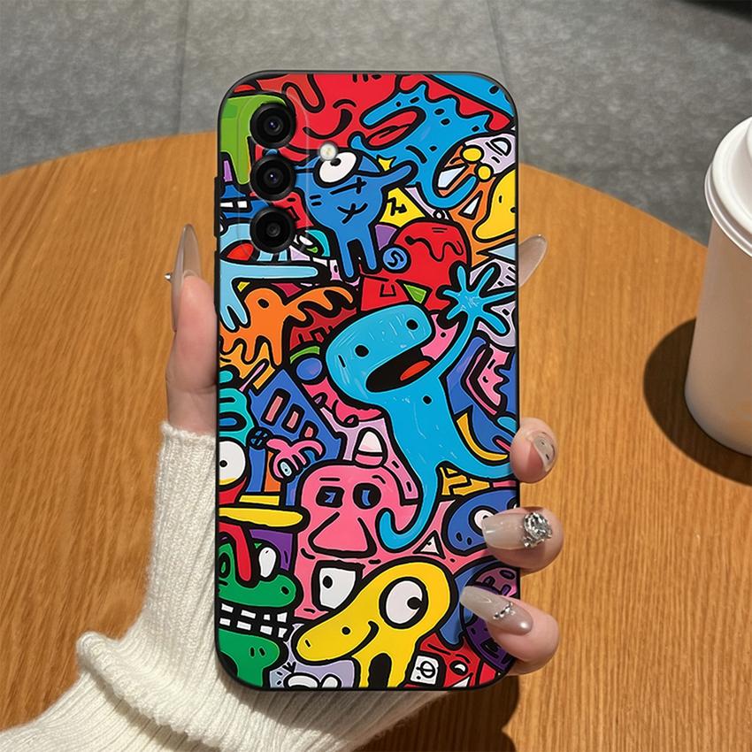 For Samsung Galaxy A17 A16 A15 A14 A13 A07 A06 A04 A01 Phone Cases Blue Porcelain Cat Matte Silicone Anti Drop Lightweight Housing For Samsung Bumpers