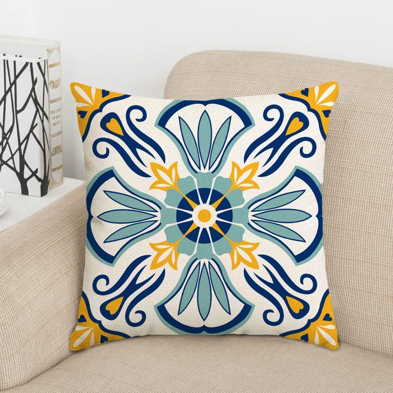 Colorful Floral Patterned Cushions for Sofa Decor Square polyester pillowcase, modern sofa decorative cushion cover