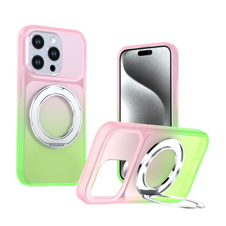 Phantom Skin Feel Gradient PC+TPU Phone Case With 360° Rotating Metal Holder, Magnetic Wireless Charging Shockproof Protective Cover