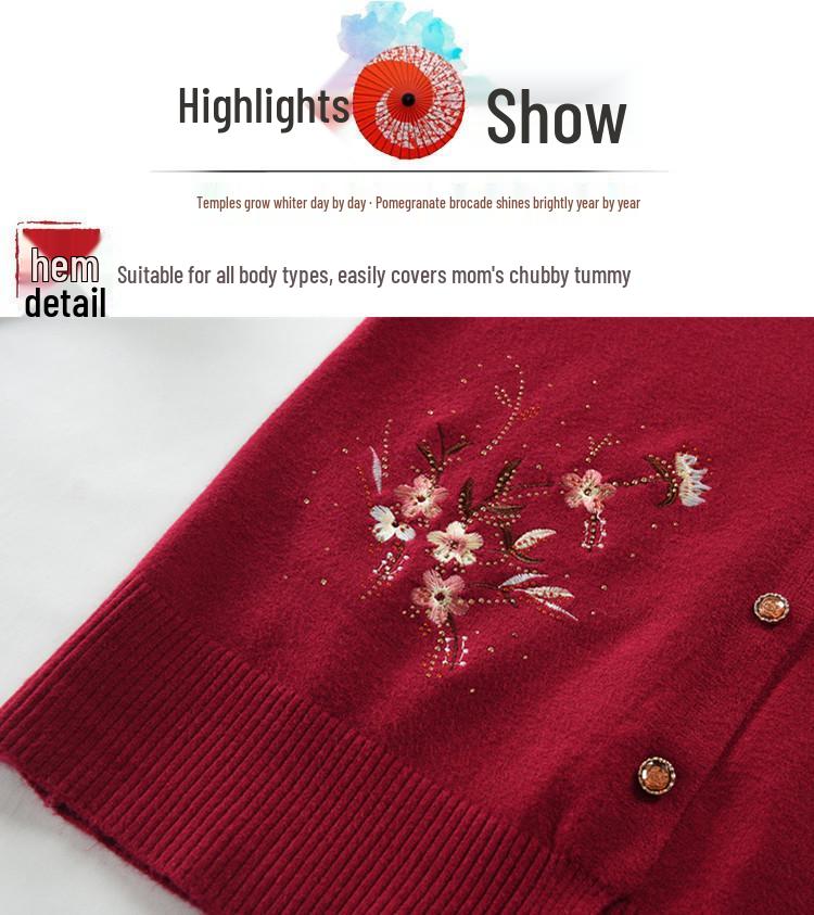 Ελαφριά Ζακέτα Κεντημένη της Γιαγιάς για Άνοιξη & Φθινόπωρο - Πλεκτό Παλτό Σουέτερ για Γυναίκες Μέσης Ηλικίας και Ηλικιωμένες